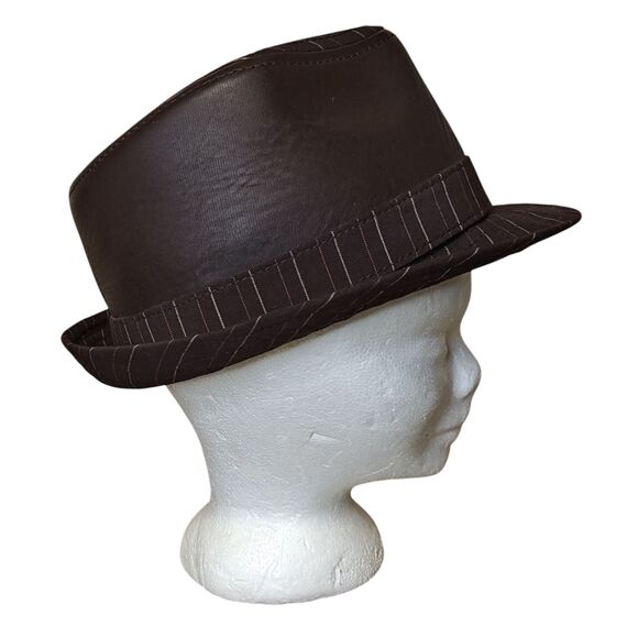 Goorin Brothers Hat Fedora Fitted Mens One Size Brown Leather Trilby Pinstripe - Picture 1 of 12